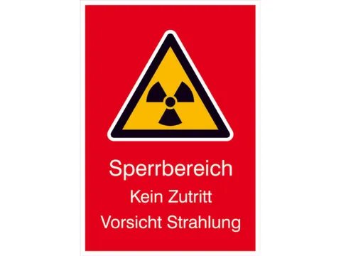 waarschuwings-combibord,Verboden gebied Geen toegang Pas op! Straling