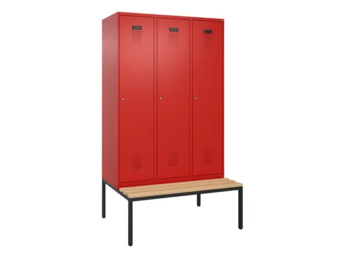 locker met bank,HxBxD 2120x1200x815mm,3vak,vak B 400mm,cilinderslot