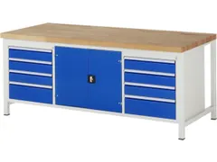 werkbank,HxBxD 840-1040x2000x900mm,beukblad,draagverm. 1250kg,4voeten