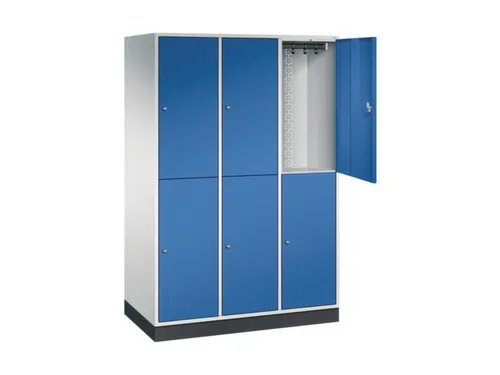 Dubbeldekse garderobekast,RAL 7035/RAL 5010,HxBxD 1950x1220x600mm