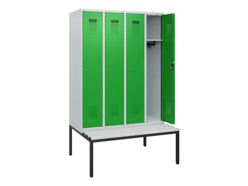 locker met bank,HxBxD 1950x1200x815mm,4vak,vak B 300mm,cilinderslot