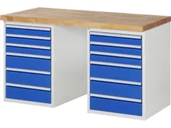 werkbank,HxBxD 890x1500x700mm,beukblad,draagverm. 750kg,2containers