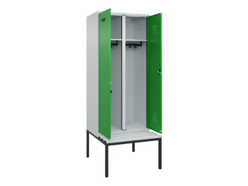 locker met bank,voor scheiding van kleding,HxBxD 2120x800x815mm,2vak