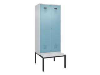 locker met bank,voor scheiding van kleding,HxBxD 2120x800x815mm,2vak - 2