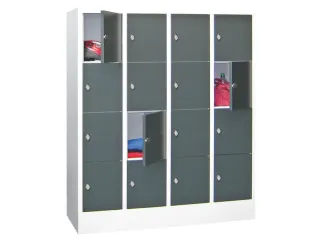 lockerkast,HxBxD 1518x1200x500mm,4x4vakken,RAL7035,front RAL5012 - 1