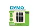 Reliëftape Dymo embossing plastic 9mm zwart op wit 3 stuks