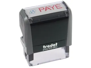 tekststempel Printy Line tekst: PAYE rood blauw - 1