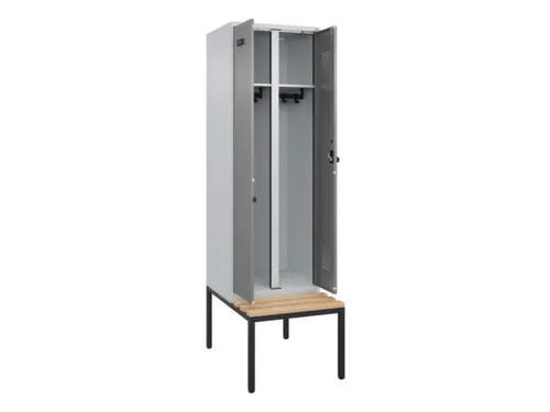 locker met bank,voor scheiding van kleding,HxBxD 2120x600x815mm,2vak