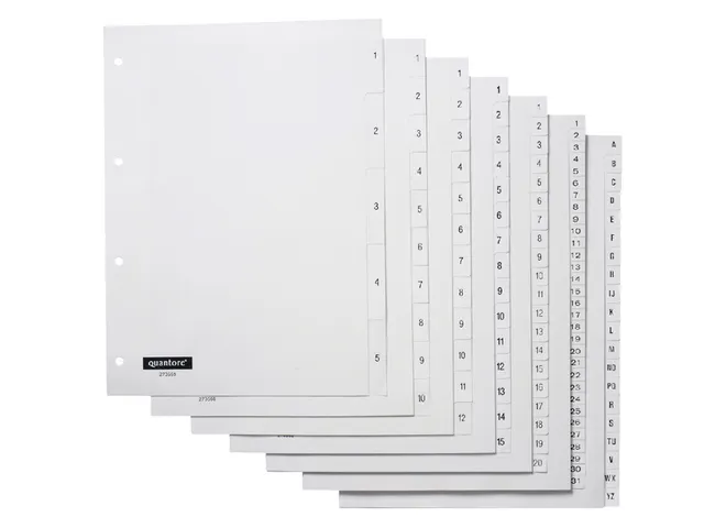 Tabbladen Quantore A4 4-Gaats 1-12 Genummerd Wit Pp