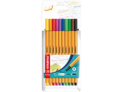 Fineliner STABILO point 88/10 fijn 0.4mm assorti etui à 10 stuks