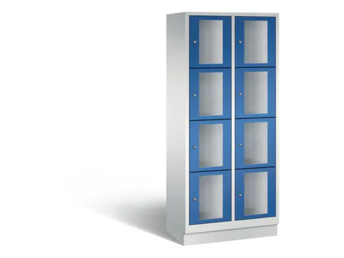 Lockerkast 1800x810x500mm 2x4 vakken Cilinderslot, Sokkel, RAL5010