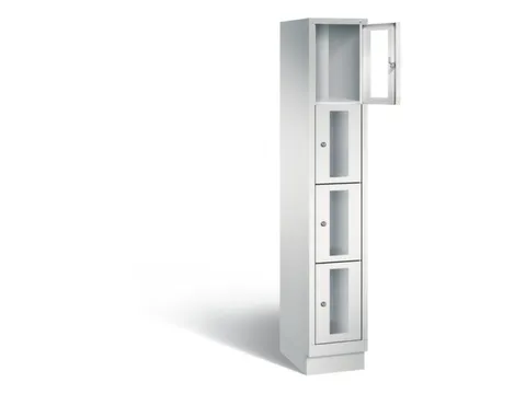 Lockerkast 1800x320x500mm 1x4 vakken Cilinderslot, Sokkel, RAL7035