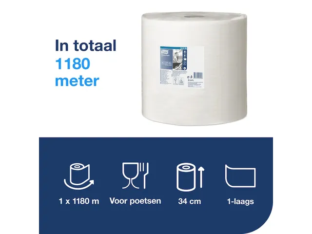 Poetspapier Tork W1 Advanced 1-laags 1180m wit 130109