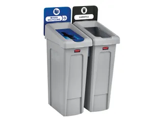 Afvalbak Rubbermaid Slim Jim Recyclestation starterset 87 liter grijs - 2