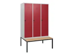 locker met bank,HxBxD 1950x1200x815mm,3vak,vak B 400mm,draaigrendel