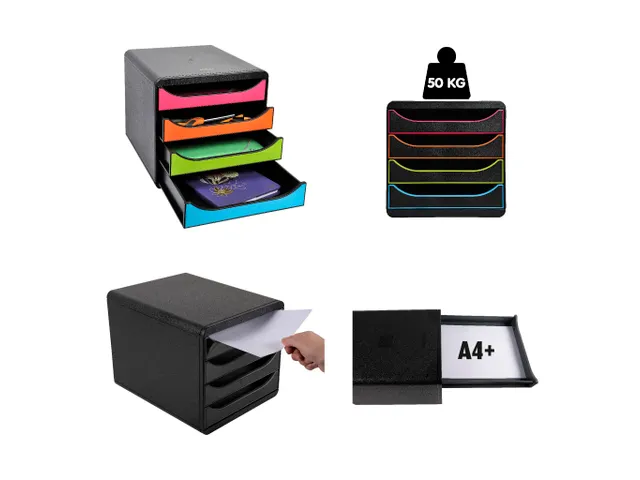 Big-box Classic Ladenblok 4 Laden A4+ Zwart Grijs