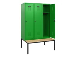 locker met bank,HxBxD 1950x1200x815mm,3vak,vak B 400mm,draaigrendel