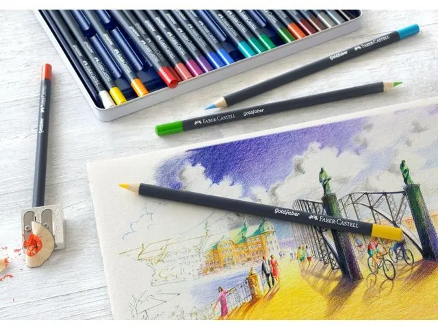Goldfaber 27 kleurpotloden met puntenslijper en potlood 4B