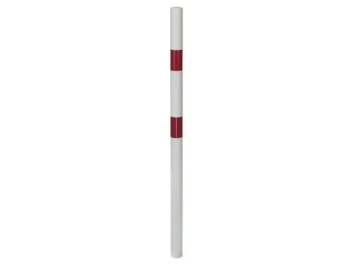 Afzetpaal Ronde Buis Ø 60Mm Om In Te Betonneren Platte Kop Wit/rood
