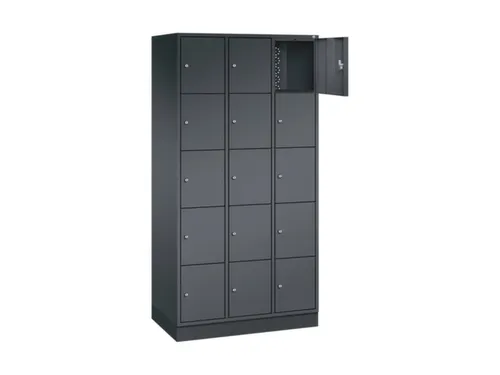 lockerkast,HxBxD 1950x920x500mm,3x5vakken,cil.-slot,sokkel