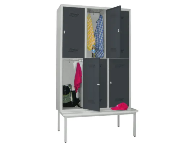 banklocker,dubbeldeks,HxBxD 2150x1200x800mm,RAL7035,front RAL7016