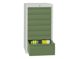 ladekast HxBxD 900x500x500mm 7laden slot RAL7035 front RAL6011 - 2