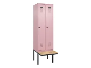 locker met bank,HxBxD 2120x600x815mm,2vak,vak B 300mm,draaigrendel - 3
