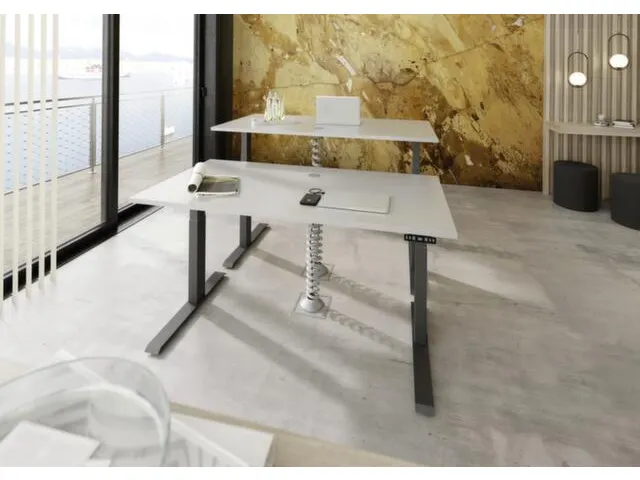 Bureau assis-debout électrique 640-1290x1800x800mm chêne/argenté