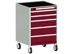 ladekast verrijdbaar 980x650x650mm 5laden romp RAL7035 front RAL3004