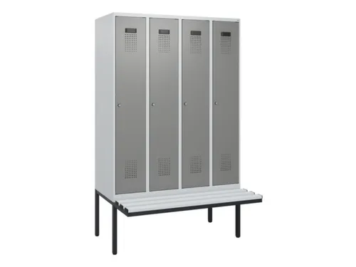 locker met bank,HxBxD 1950x1200x815mm,4vak,vak B 300mm,cilinderslot
