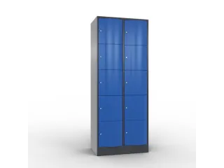 lockerkast,HxBxD 1950x770x540mm,2x5vakken,romp RAL7021,front RAL5010 - 1