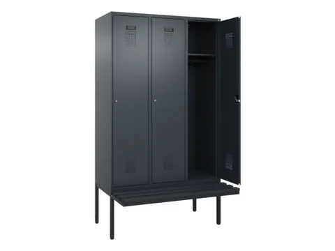 locker met bank,HxBxD 2120x1200x815mm,3vak,vak B 400mm,cilinderslot