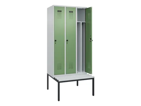 locker met bank,voor scheiding van kleding,HxBxD 2120x900x815mm,3vak