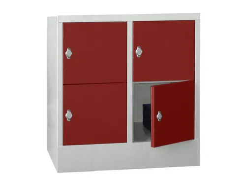lockerkast,HxBxD 855x800x500mm,2x2vakken,RAL7035,front RAL3000