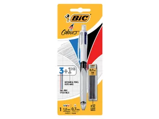 Balpen Bic 3kleuren met vulpotlood HB 0.7mm medium wit blister à 1st - 1