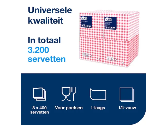 Serviette Tork Lunch 509359 Pli 1/4 Bistro 32,8x32,5cm
