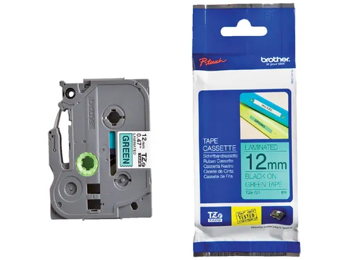 Labeltape Brother P-touch TZe-731 standaard 12mm zwart op groen