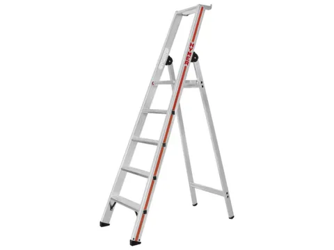 trapladder,eenzijdig,5treden,stand H 1,16m,balk L 1,95m,aluminium
