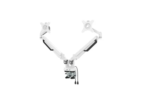 Dubbele Monitorarm Wit Incl. USB Poorten