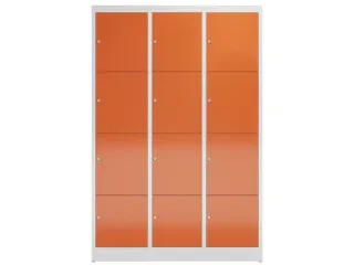 Lockerkast 1800x1185x500mm 3x4 vakken cilinderslot, sokkel, RAL3000 - 2