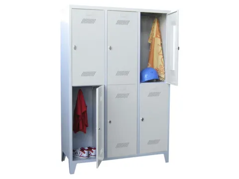 Garderobekast 1850x1230x500mm 3x2 Vakken Klinksluiting Poten Ral7035