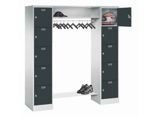 personeelsgarderobe draaigr. 1950x1700x500mm 2x5 vakken 400mm RAL7016