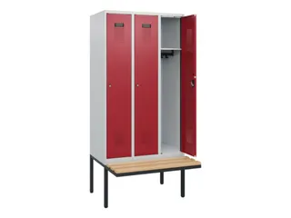 locker met bank,HxBxD 1950x900x815mm,3vak,vak B 300mm,cilinderslot - 1