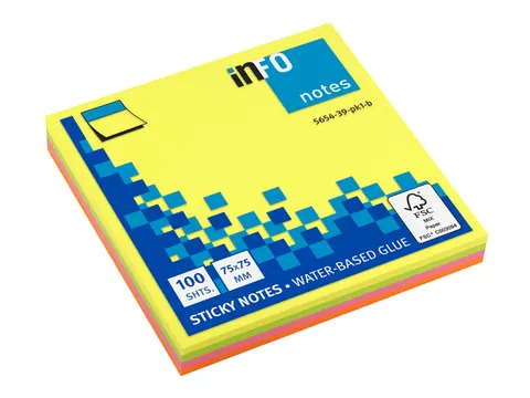 Notitieblok 75x75mm Brilliant Assorti 100 vel