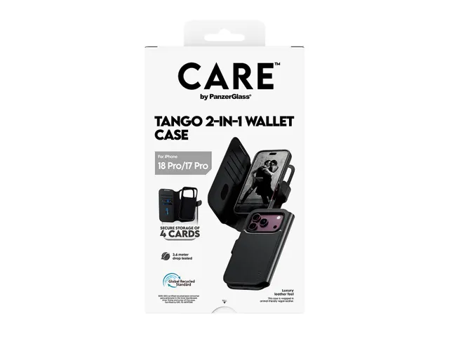 PanzerGlass CARE by Tango 2-in-1 Wallet Case Black w. MagSafe iP