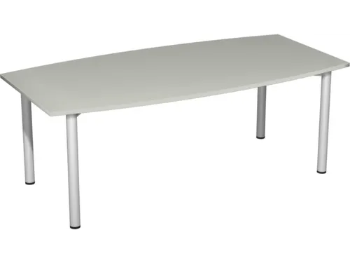 vergadertafel HxBxD 72x200x80cm vatvormig Lichtgrijs 4voeten Alu