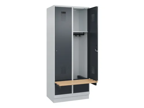 locker met bank,HxBxD 1950x800x815mm,2vak,vak B 400mm,cilinderslot