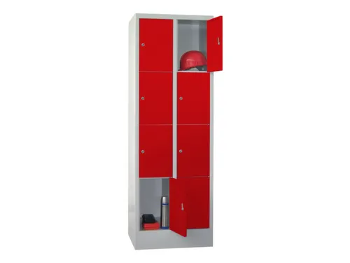 lockerkast,HxBxD 1850x600x500mm,2x4vakken,RAL7035,front RAL3000