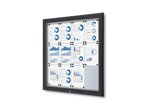 Vitrinekast mededelingenbord Outdoor 12xA4 met gasveer Antraciet