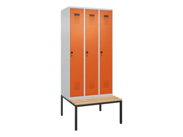 locker met bank,voor scheiding van kleding,HxBxD 2120x900x815mm,3vak